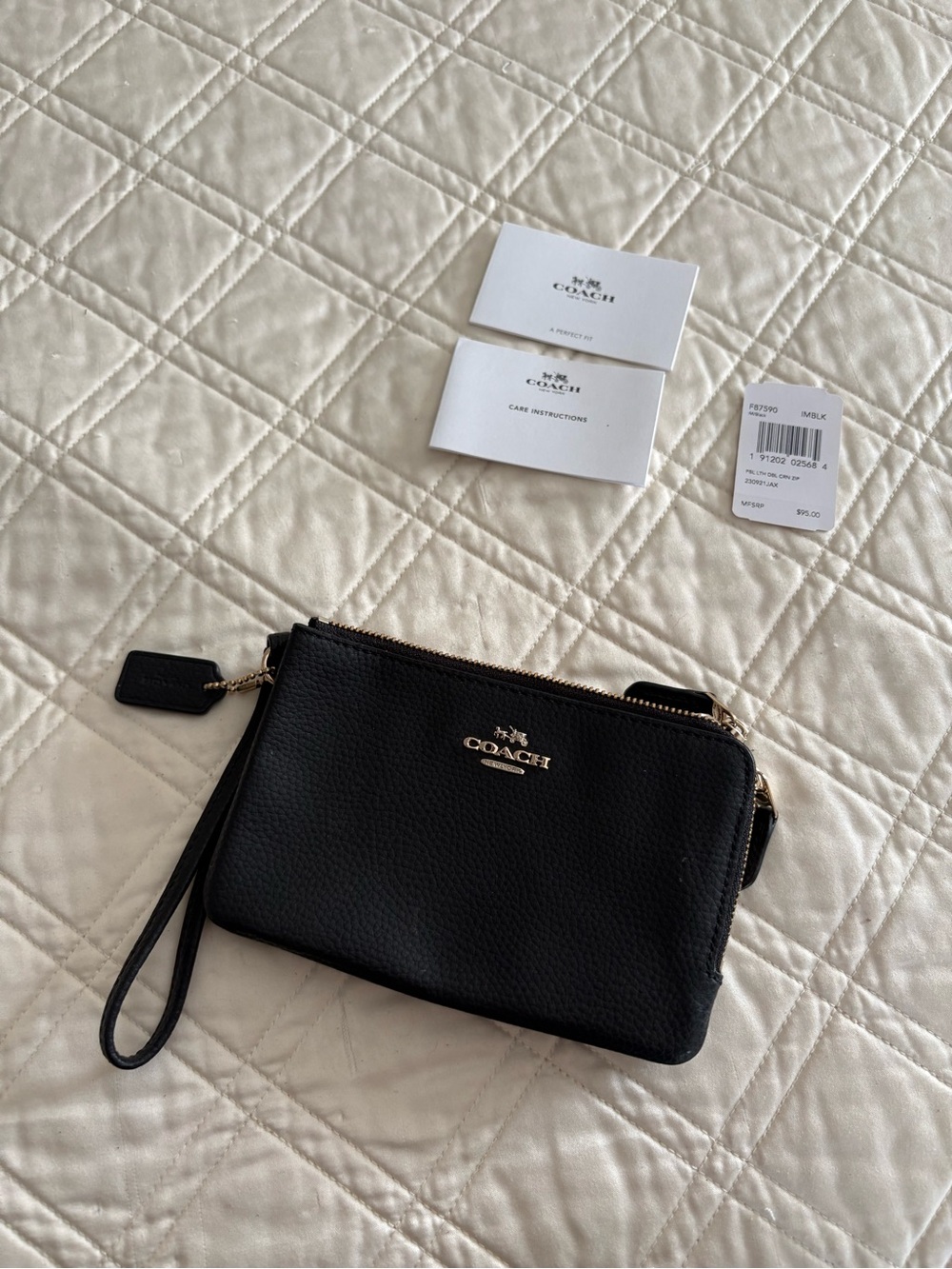 Coach Black Leather Wristlet Pouch